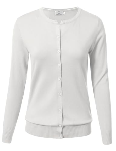 Image of Allsense Women's Long-Sleeve Crewneck Cardigan | Classic Button Down Sweater, Soft Fine Knit, Lightweight