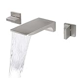 KAPHOME Bathtub Faucet Wall Mount,2 Handles Bathroom Waterfall Tub Faucet,Brass Bathtub Filler Tap with Rough-in Valve,Brushed Nickel,7Y2MK