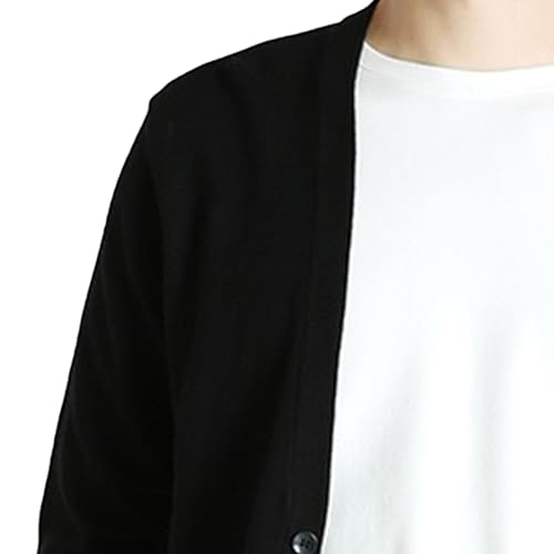 JEKE-DG Men's Loose Fit Casual Knit Sweater V Neck Button Down Basic Sweater Lightweight Solid Regular Sweaters4