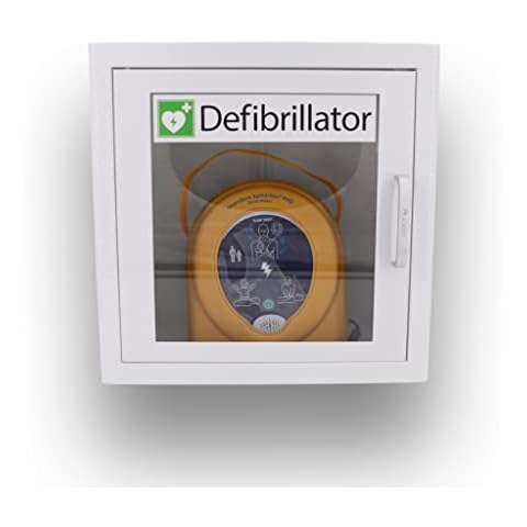 Notfallretter.de® Set Defibrillator AED PAD360P mit Metallwandkasten & Standortwinkel Cover