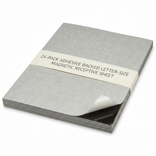 Image of Magnetic Receptive Sheet | 8.5x11, 25mil | Peel & Stick | Pack of 24 | Magnets stick to it - not a magnet itself | Lines mini transport cases | For Warhammer 40K, AoS, Old World, Legion & D&D