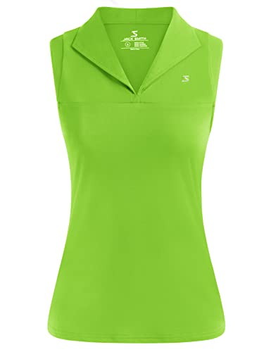 Golf Shirt For Women Sleeveless Lightweight Sports Workout Tops V Neck With Collar Quick Dry Golf Apparel 2Xl Grass Green #TOP1