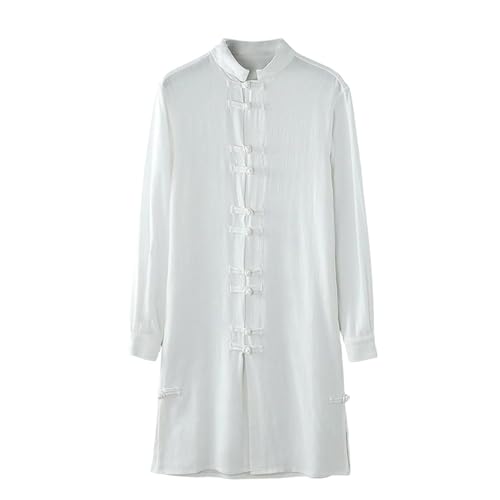 Robe longue en lin de haute qualité style asiatique ample homme