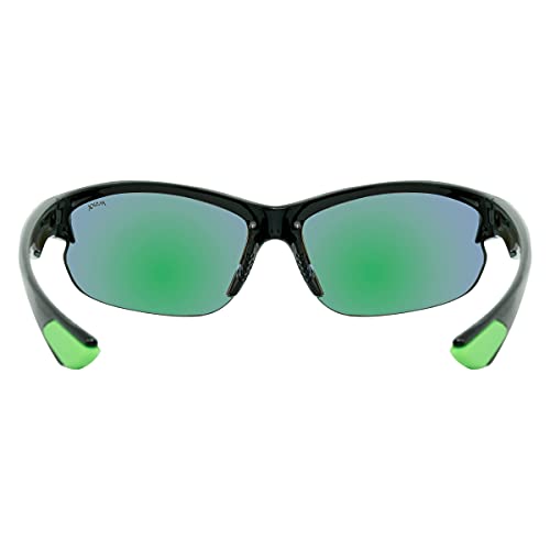 Maxx XT Oval Mirrored Smoke Lens Black Sunglasses with Green Accents4