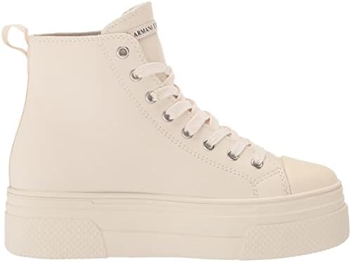 A|X Armani Exchange Women's High Top Lace Up Sneaker, White, 5 | Image 5