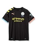 Regular Fit PUMA Kinder MCFC AWAY Shirt Replica SS Jr with Sponsor Logo Trikot, Black/Georgia Peach, 176