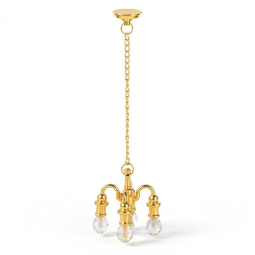 KFHENSOMR Dollhouse Chandelier 1:12 Scale Chrystaline Chandelier Pendant