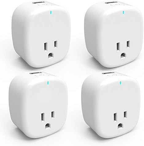 Smart Plug with USB Port - 2.4 GHz WiFi Wall Outlet, Smart Plugs 4 Pack Work with Smart Life/AvatarControls, Timer and Schedule Built-in App, Compatible with Alexa, Google Home, No hub Required