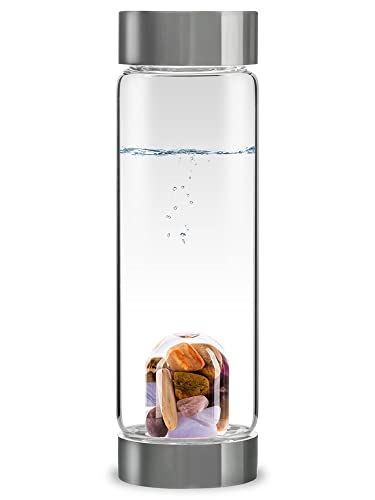 VitaJuwel ViA 5 ELEMENTS - Wasserflasche mit Amethyst, Chalcedon, Versteinertes Holz, Rosenquarz & Ozeanachat Cover