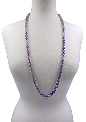 Mgr My Gems Rock! POLISHED MALA 36 Inch 7-7.50Mm Polished-Fininsh Genuine Cape Amethyst Endless Infinity Long Beaded Strand Necklace. thumb #4