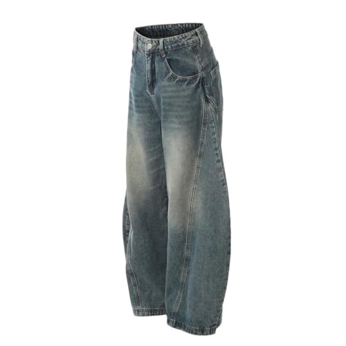 Men’S Distressed Streetwear Jeans Mid Waist Straight Fit Wide Leg Denim Pants3