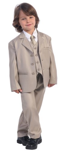 Lito CALITO-3710KHAK 4 Toddler Boys Khaki Special Occasion 5Pc Suit Set 4 thumb #1