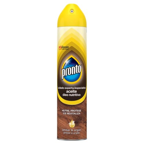 Pronto Revitaliza Aerosol para muebles con aceites nutritivos, Antipolvo y Abrillantador, 250 ml, El embalaje puede variar