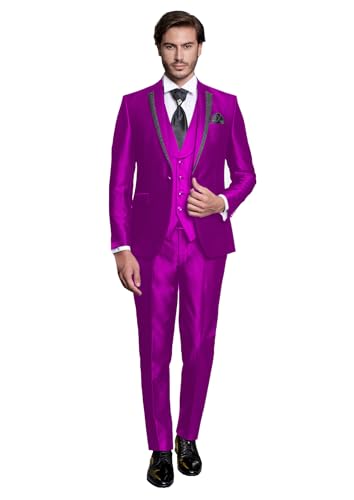 Sxfashbrd Mens Tuxedo Suit Set Jacket 3 Piece Slim Fit Suits for Men Wedding Groomsman Tuxedo Formal Business Blazer