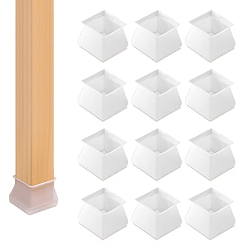 Oumuik Tapas cuadradas de Silicona para piernas, 12 Protectores de Silicona para Patas de Silla de Mesa, Apto para mesas, sillas, Camas, etc para Muebles, taburetes, mesas, armarios, sofás, etc Cover