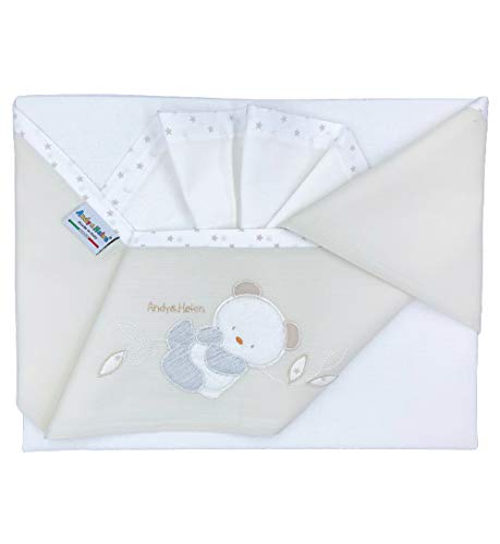 Set Lenzuola Culla Andy & Helen 3 Pezzi - Cotone Italiano, Fantasia Orsetto Cuore - Foto 5
