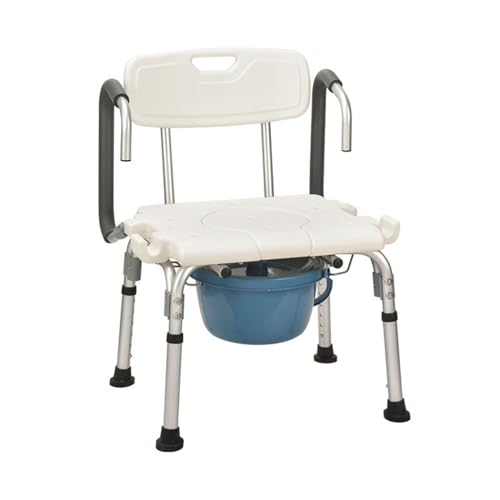 Silla de ducha de aleación de aluminio con 6 ajustes de altura con reposabrazos, para ancianos, personas mayores, discapacitados, abuelos, discapacitados, silla de inodoro para mesita de noche