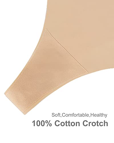 Image of SHARICCA Women No Show Seamless Underwear Thong Invisible Soft Panties Multi Pack
