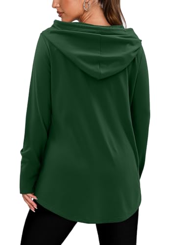BETTE BOUTIK Womens Quarter Zip Tunic Hoodies Pullover Long Hooded Sweatshirts S-3XL