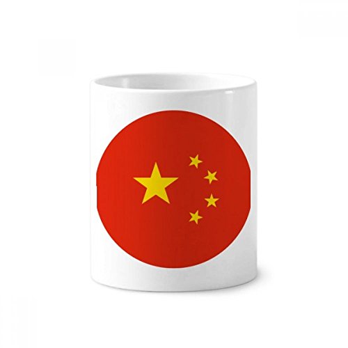 Brosse à dents et stylos rangés avec ce pot céramique drapeau Chine 350ml