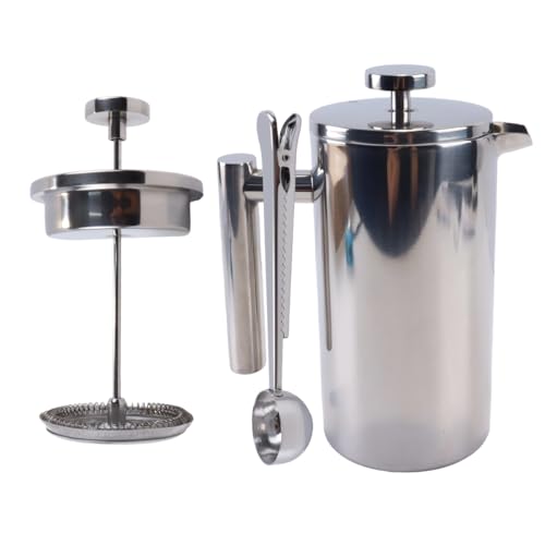 Qury Prensa francesa de acero inoxidable para 6 tazas, 800 ml, cafetera de doble pared, lavavajillas French Press Thermo