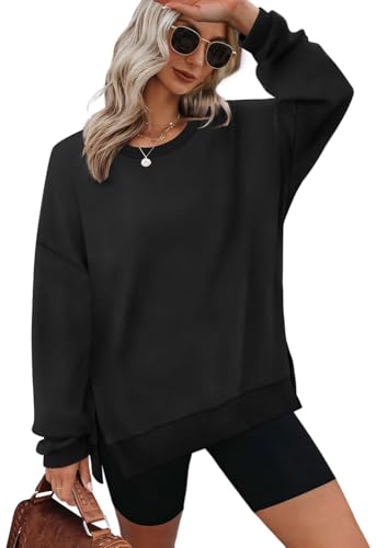レディースウェア 8yards fooded best s XIEERDUO Black Crewneck Sweatshirt Soft Womens Fall Tops Dressy