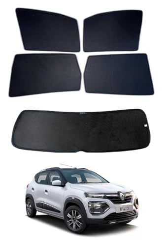 Image of Premium Car Sunshade Fix Type Non-Magnetic Curtain with Rear Dicky Curtain Set of 5pc for Renault Kwid All Model