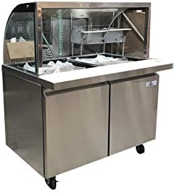 cooler depot Commercial Refrigerated Cold Table Merchandise Display 2-door 48“ 12 Station Buffet Salads Counter Stainless Steel NSF Counter -SCL48