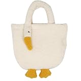 VERDANVERSE Bolso de Mano de Peluche Forma de Ganso Esponjoso para Mujer, Tamaño Pequeño, Color Blanco Crema, Bolsa Ligera para Uso Diario y Transporte Exterior, Adecuado Obsequio Cumpleaños