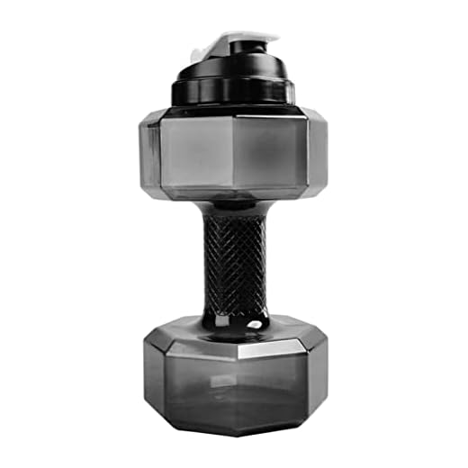 CurcKua Weight Water Bottle Dumbbell Shaped Water Container with Leak Proof Lid 2.2L Black