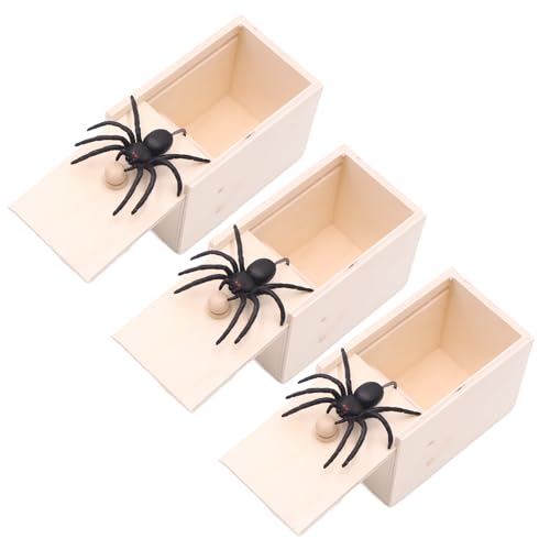 Spider in a Box Prank UK 3 Pack Funny Prank Toy with Realistic Jumping Spiders Perfect for Halloween Party Pranks and Office Jokes 5.1 x 5.1 x 9 cm