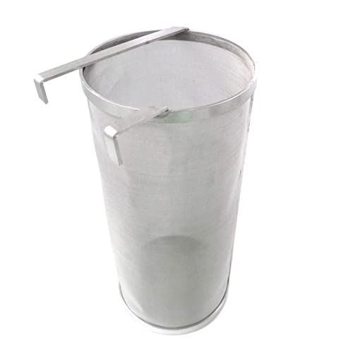 Filtro de malla de acero inoxidable de 300 micrones casero para cerveza y lúpulo con gancho cervecería colador de filtro de malla de araña de salto (15 x 35 cm)