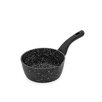 1-Quart Non-Stick Saucepan with Stylish Black Marble Finish, Anti-Scratch Surface, Cool Touch Handle – Compatible with Induction, Electric, and Gas Stoves (Aluminium, 16cm)
