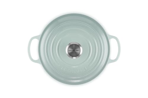 Le Creuset Signature Runder Bräter aus Gusseisen, 24 cm, 4,2 Liter, Sea Salt