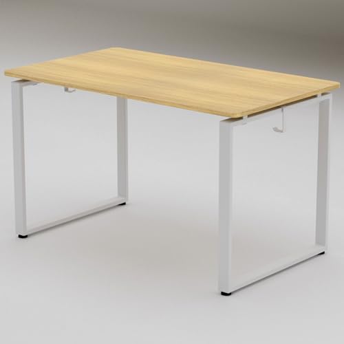 山善(YAMAZEN) パソコンデスク PC オフィス 会議用テーブル 机 ワークデスク ユニットデスク 耐荷重100kg 幅120×奥行70×高さ71cm 組立品 ウッドナチュラル/マットホワイト FUD-T1270(WN/MWH)