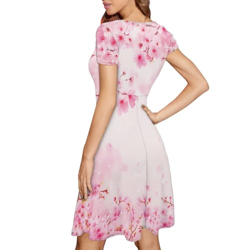 Image of AFPANQZ Womens Casual Summer Lightweight Vintage Dress Short Sleeve Midi Dress Knee-Long Luxury Formal Dress