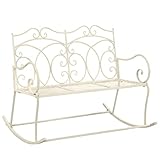 vidaXL Gartenbank Antik Sitzbank Eisenbank Metallbank Parkbank Gartenmöbel Terrassenbank Außenbank Terrassenmöbel Deko 104cm Eisen Antikes Weiß