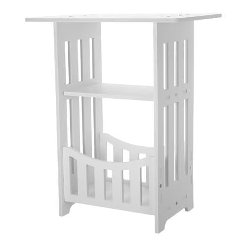 Mesa auxiliar blanca Toddmomy de PVC-madera compacta para dormitorio 2