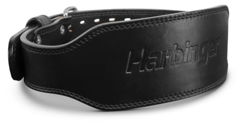 Harbinger 7mm Pro Leather Weightlifting Belt-Provides Balance, Support, Comfort and Mobility,Supple Leather Prevents Digging and Irritation,High Stiffness Perfect for Heavy Lifts,Medium,Black
