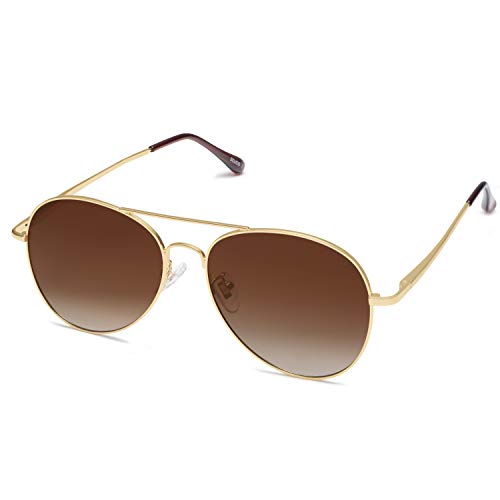 SOJOS Classic Polarized Sunglasses for Men Women Metal Frame Shades SJ1030 with Gold/Gradient Brown
