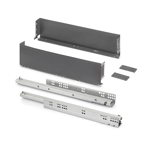 Emuca - Cajón exterior Simplex 25kg de altura 122mm, profundidad 490mm, Acero, Gris antracita