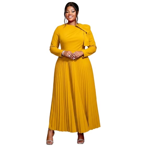 Image of AOMEI Casual Church Dresses for Women 2026 Summer Pleated Short Sleeve Round Neck Dragonfly Spring Maxi Dress