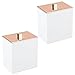 mDesign Plastic Square Apothecary Jar Storage Organizer Holder for Bathroom Vanity Countertop Shelf Decor - Cotton Swabs, Soap, Makeup, Bath Salts - Lumiere Collection - 2 Pack - White/Rose Gold