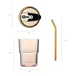 13oz/400ml Tumbler Water Glass, Cups with Straw and Lid Sealed Carry on for Coffee, Iced Tea, Thick Wall Insulated Glass Cup (Amber)… - Image 2