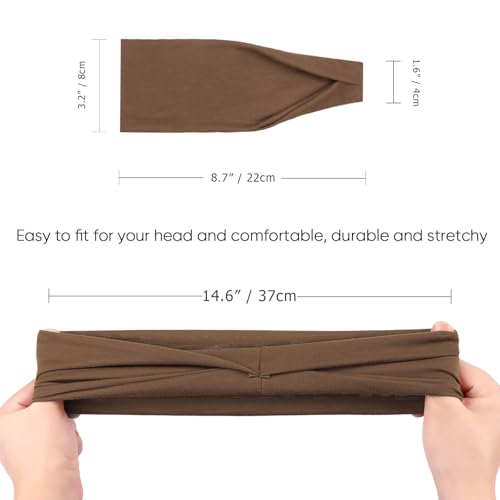 Image of DRESHOW 6 Pack Yoga Sports Headbands for Women Elastic Non-Slip Headbands Running Workout Hair Bands