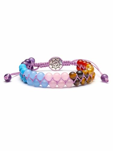 Image of Top Plaza Bead Chakra Bracelet 7 Chakras Healing Crystals Bracelet Yoga Stone Beads Bracelets Meditation Relax Anxiety Bangle for Womens Mens