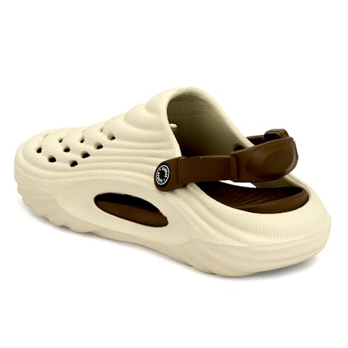 Image of Inklenzo Men's Sandals Clogs Mules for Men & Boys - CreamComfortable, Extra Soft, Lightweight, Non-Slip, Waterproof, Adjustable Back Strap, Stylish, Classic, Casual, Everyday Mules