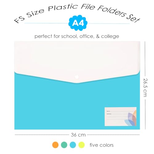 Image of Shuban Double Pocket Document Folders Letter A4 Size File Envelopes with Label Pocket & Paste Button for School Home Work Office Organization (Style-4-Twin Pocket Folder -4Pcs-Multi Color)