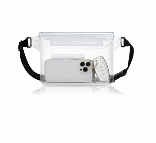 Bolsa impermeable para cintura, bolsa seca flotante para teléfono, esencial para playa, kayak, natación y bote (blanco)