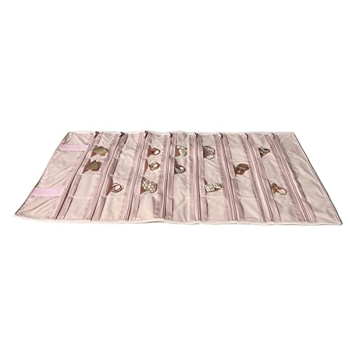 UnionPlus Kleiner Reise-Schmuckkoffer für Halsketten, Armbänder, Ohrringe, Ringe, rosa (40 Fächer) Cover